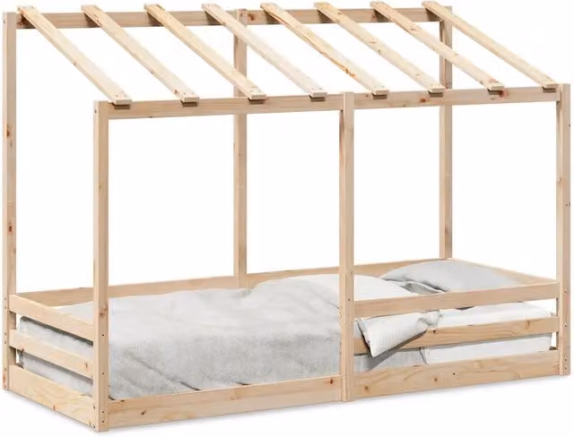 Letto per Bambini | Letto Infantile | Lettino con Tetto 90x190 cm in Legno Massello di Pino
