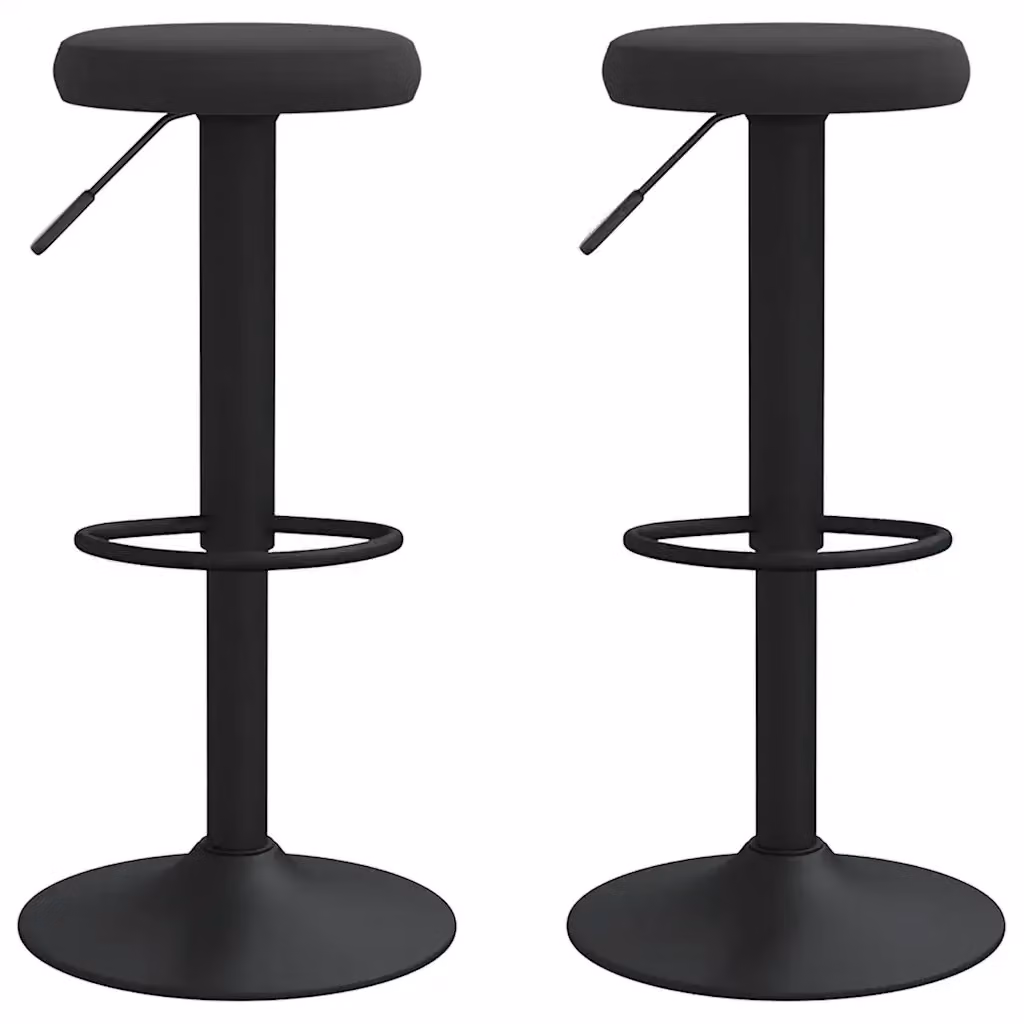 Set di 2 sgabelli da bar vidaXL in velluto nero con base girevole a 360 gradi, Altezza: 110 cm, L/P/H: 31 x 31 x 110 cm – 2