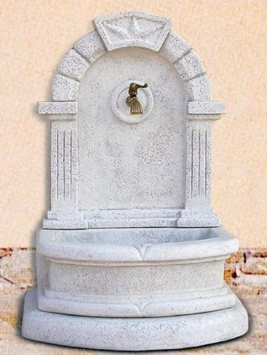 Casa Padrino fontana da parete in stile liberty grigio / ottone antico H. 112 cm -  Italy