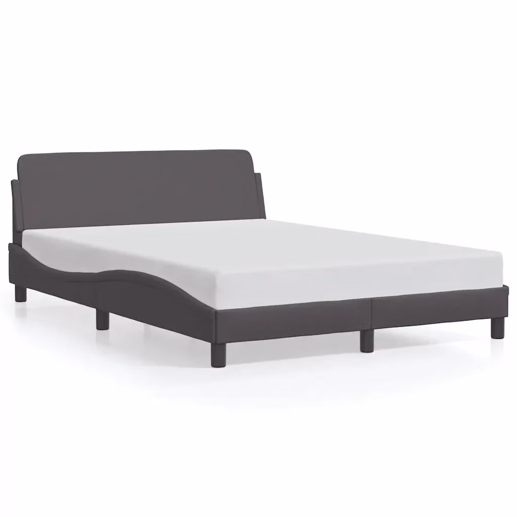Giroletto Dover vidaXL in similpelle grigia con struttura in legno e doghe, L/P: 140 x 190 cm – 2