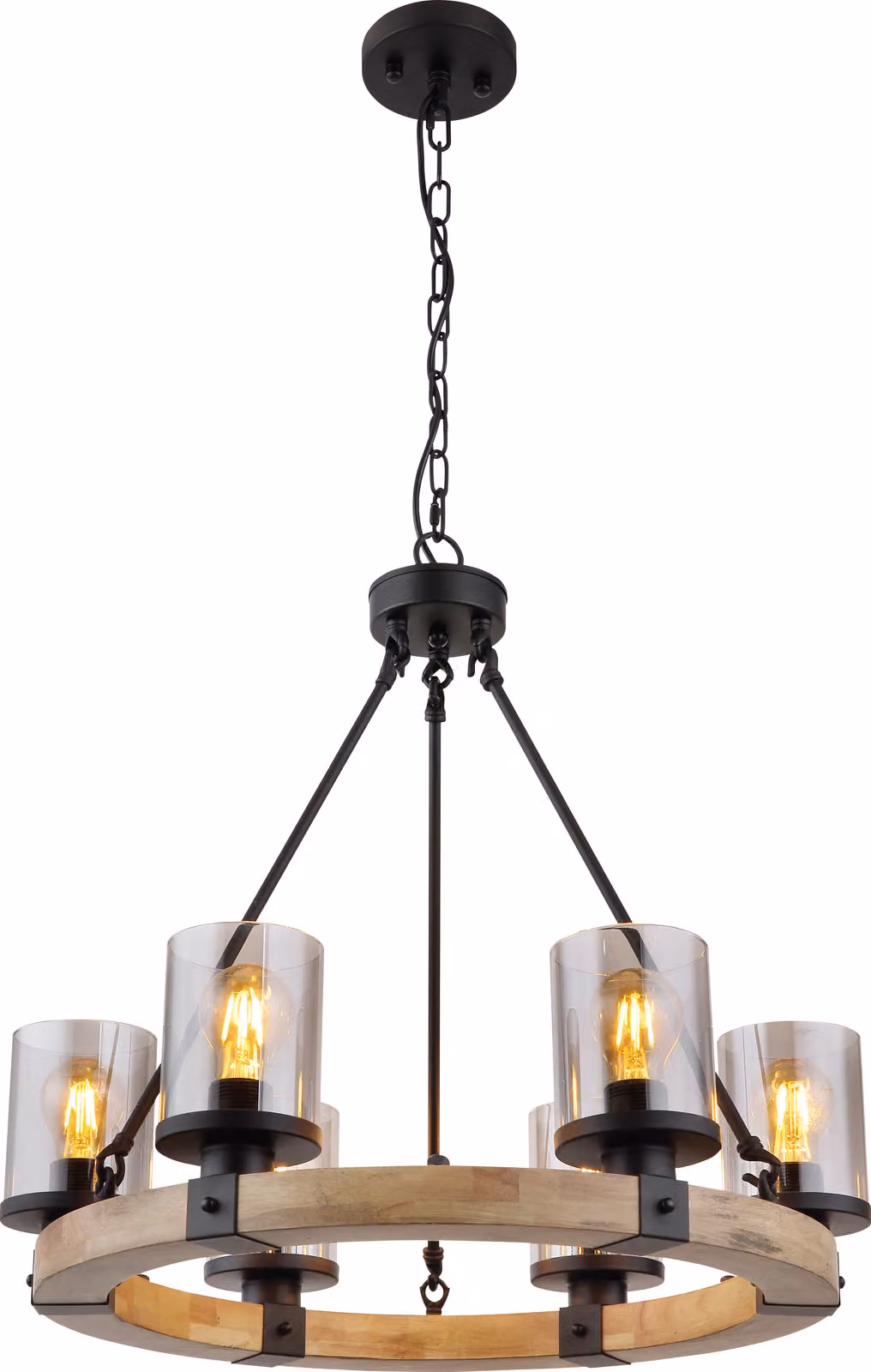 Globo Lighting lampada a sospensione in metallo nero opaco, 6x E27