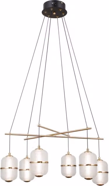 Sospensione tonda Alani Italux nera vetro LED 32W 6L
