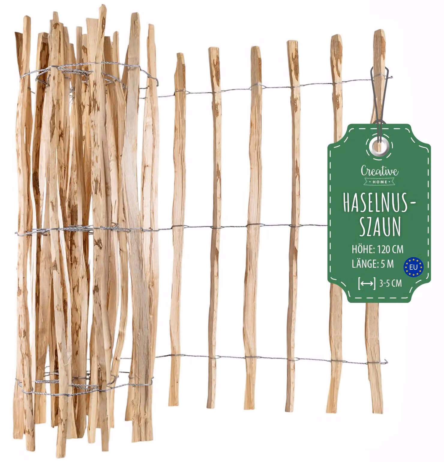 Recinzione a paletti Creative Home alta 120 cm e lunga 5 m | Distanza tra le doghe 3-5 cm