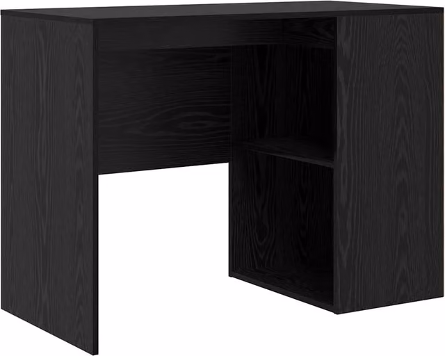 Scrivania moderna in legno oak e nero per home office L: 102 cm, P: 50 cm, H: 75 cm