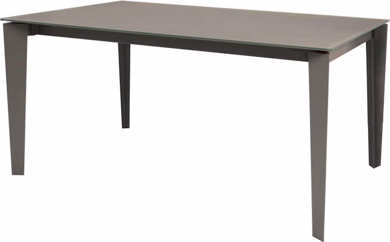 Milani Home - tavolo da pranzo allungabile 140-180-220 x 90 cm, piano in vetro trasparente, struttura in acciaio, tortora