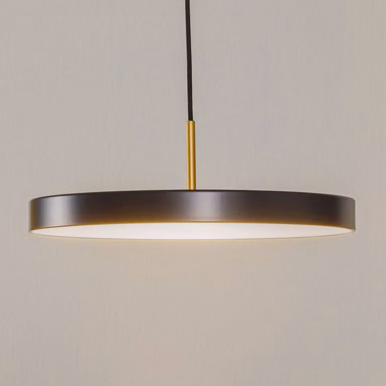 UMAGE Lampada LED a sospensione Asteria Medium antracite/ottone Ø 43 cm Asteria, dimmerabile, Nero, Soggiorno / Sala da pranzo, Alluminio, Design