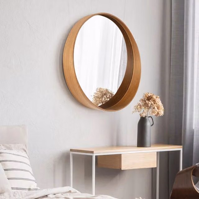 Specchio rotondo Telve in legno marrone rovere, L: 60 cm, H: 60 cm