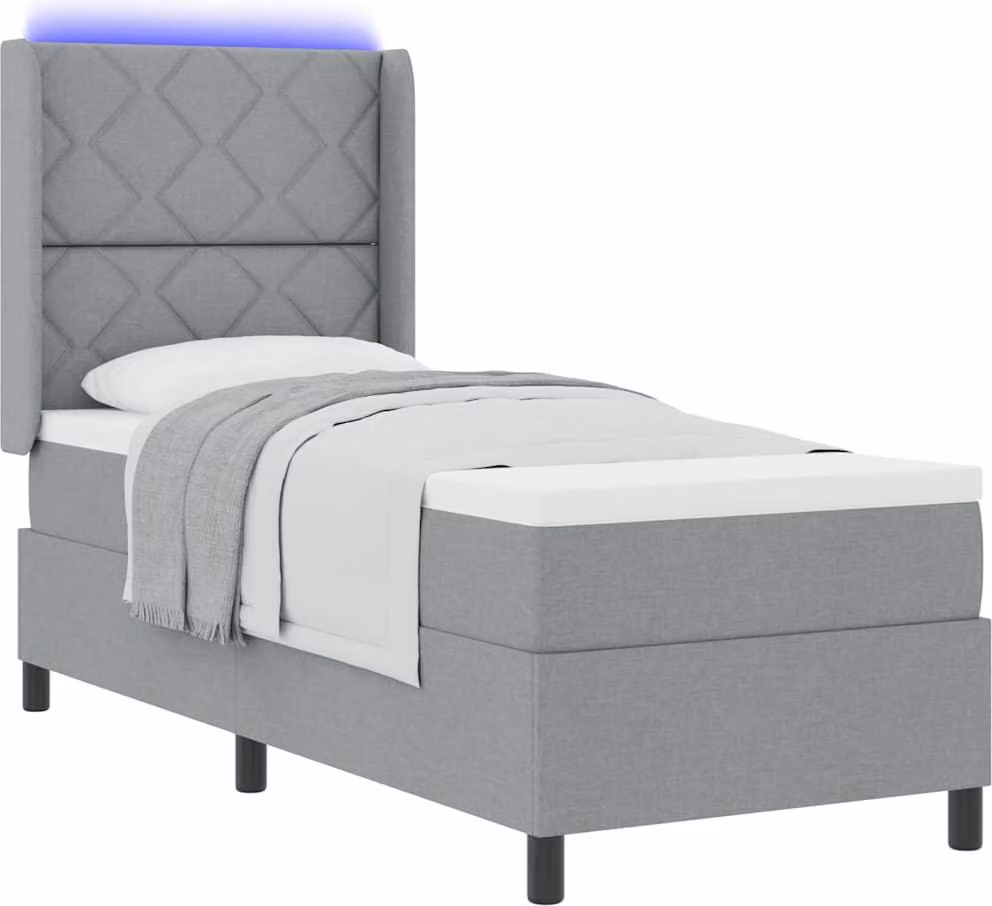 Letto a Sorgente LED Grigio chiaro 80 x 200 cm Tessuto