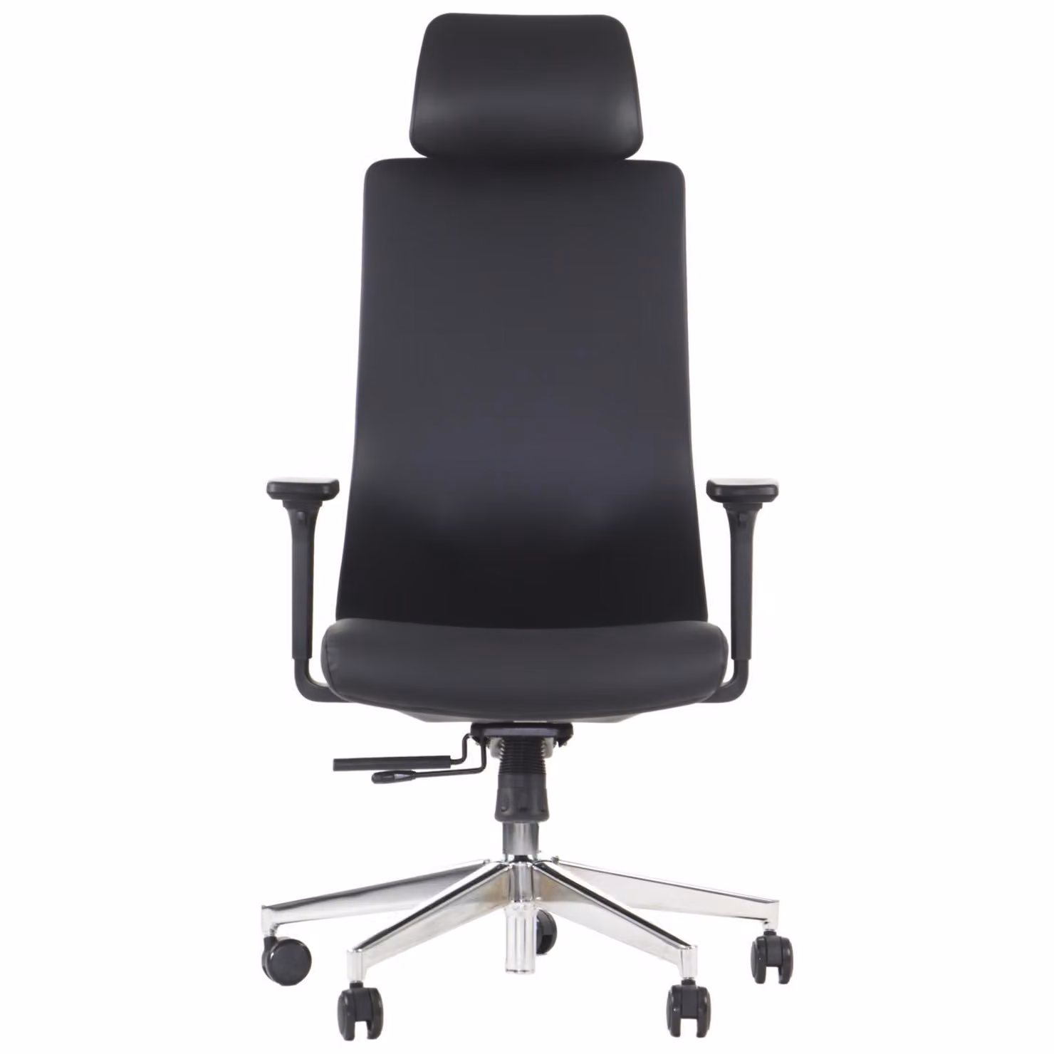 Sedia da ufficio girevole ergonomica AKCENT PU, base cromata, braccioli regolabili, seduta scorrevole (avanti-indietro), ecopelle, nero