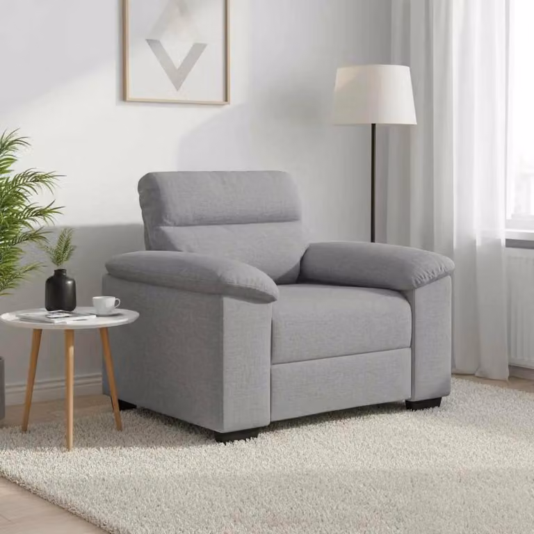vidaXL Divano Sedia Lounge Grigio con Braccioli in Tessuto L: 100 cm, P: 81 cm, H: 84 cm