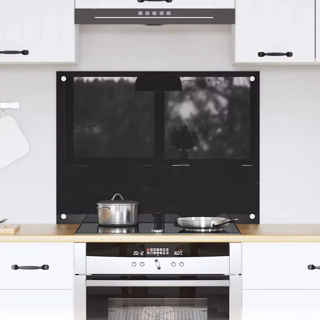 Schienale da cucina vidaXL in vetro temperato Nero L: 80 cm, H: 60 cm