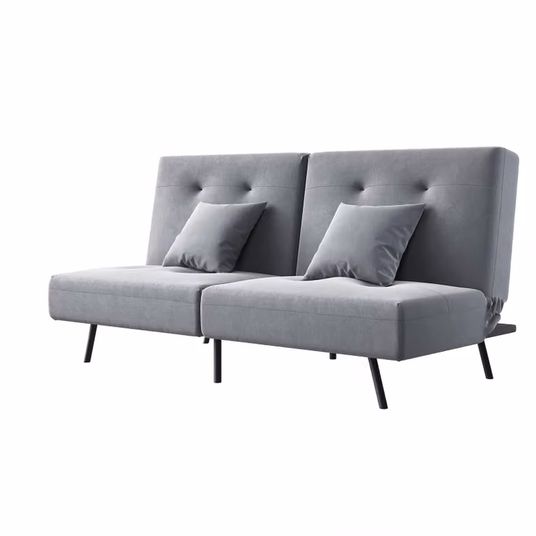 SONNI 180x89x78cm Divano pieghevole grigio Divano e letto in uno, schiuma ignifuga, pile per bambini