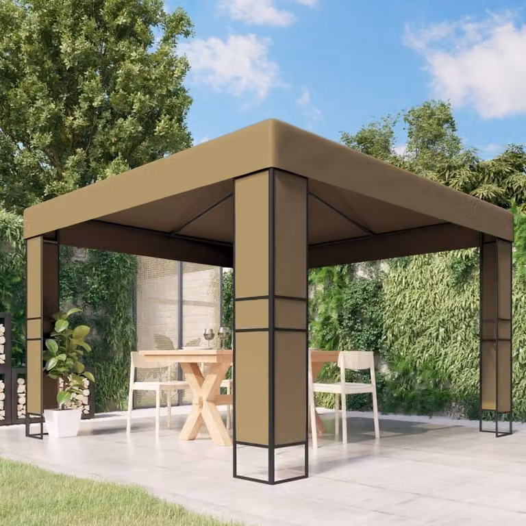 Padiglione Living Store con doppio tetto 3x3x2,7 m Taupe 180 g/m²