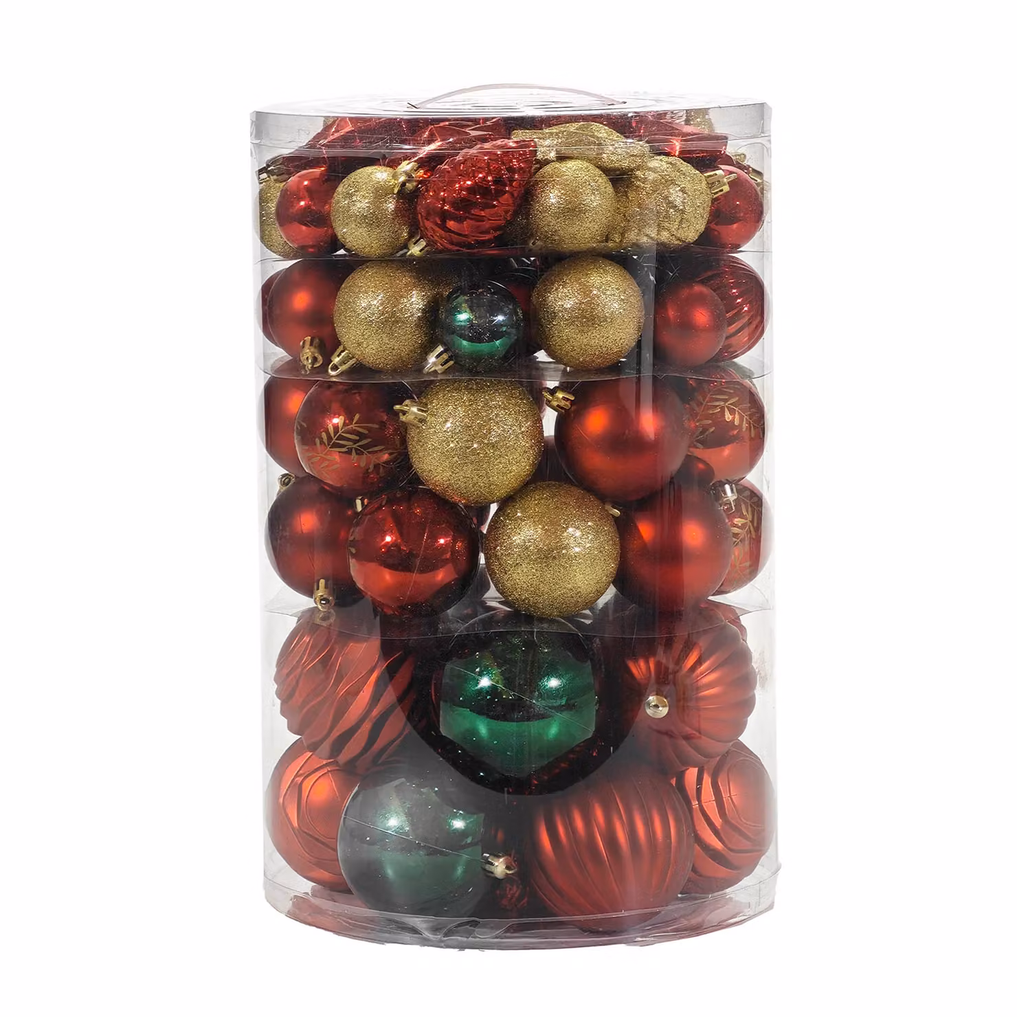 Set di 82 decorazioni natalizie Vestiamo Casa con palline, pendenti e stelle nei colori rosso, verde e oro – 1