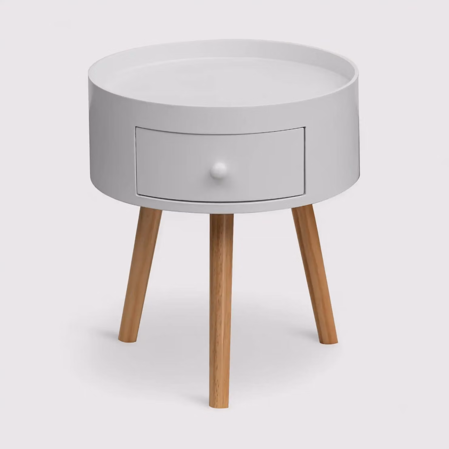 Ciclamino - Comodino tondo in stile scandinavo