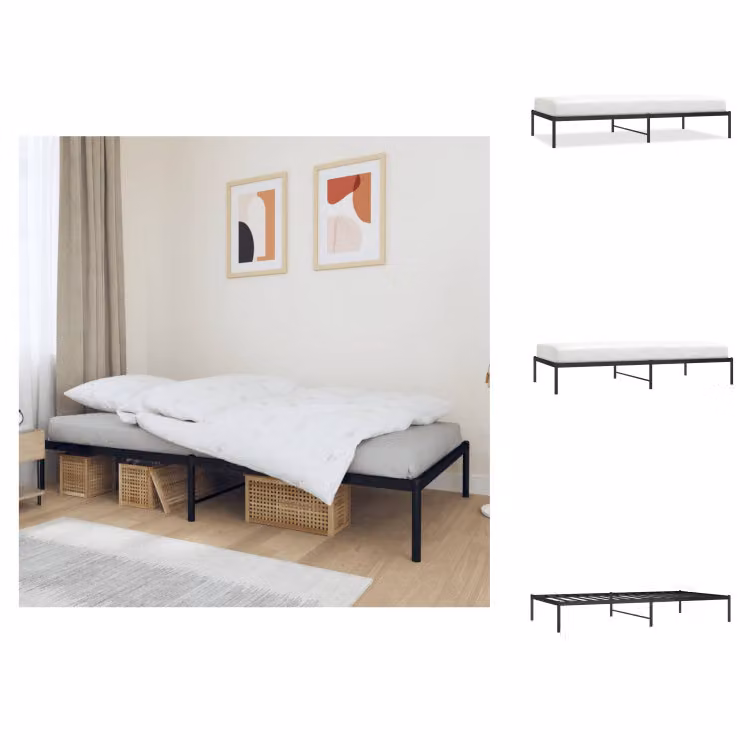 vidaXL Struttura letto in metallo nero 107x203 cm - Letti e strutture letto