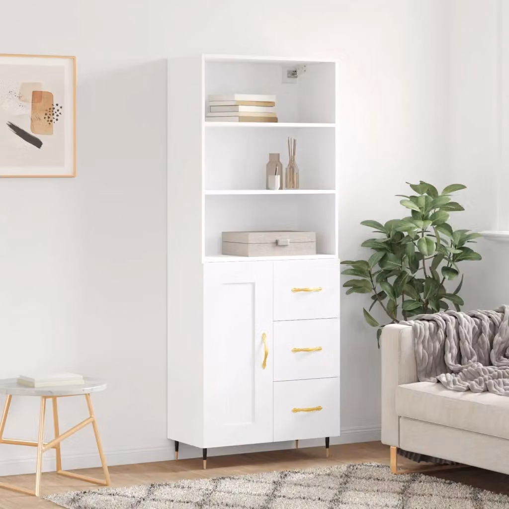 vidaXL Credenza Bianca in Stile Industrial con Ante a Battente e Ripiani Interni L: 69,5 cm, P: 34 cm, H: 180 cm