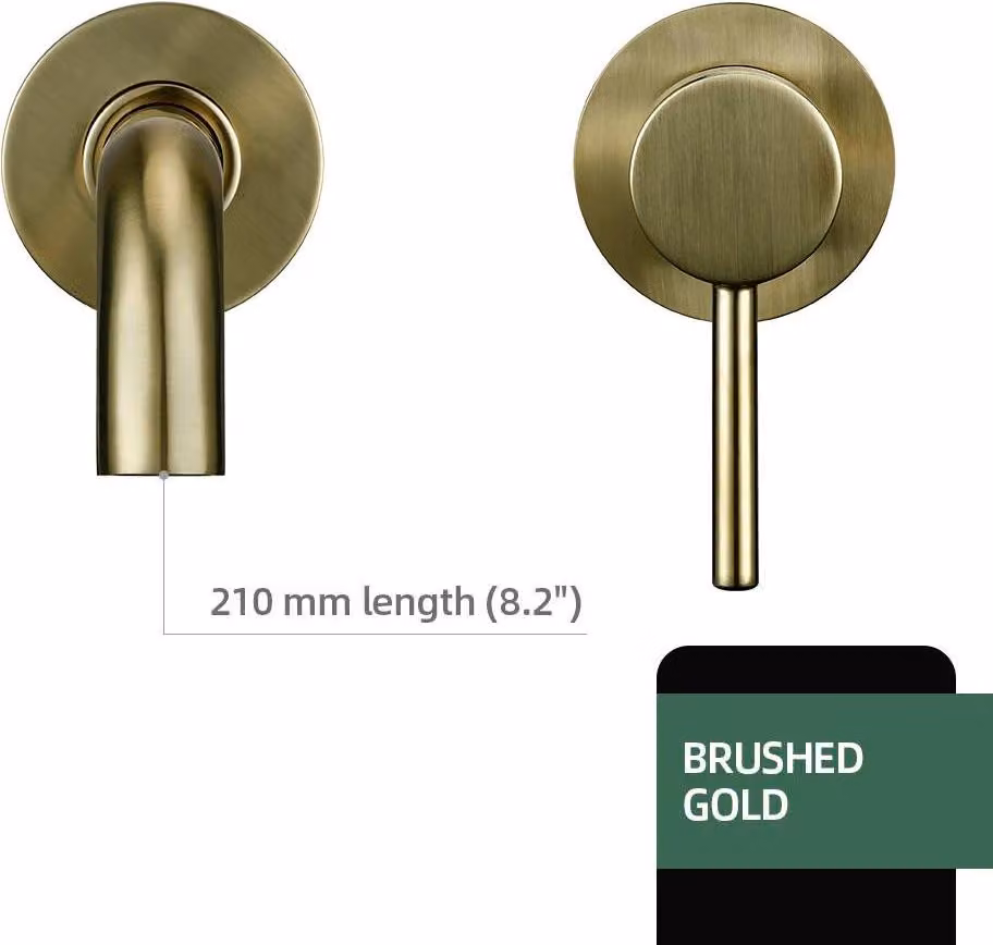 Rubinetto per lavabo, montaggio a parete, comando monocomando, spazzola oro 210