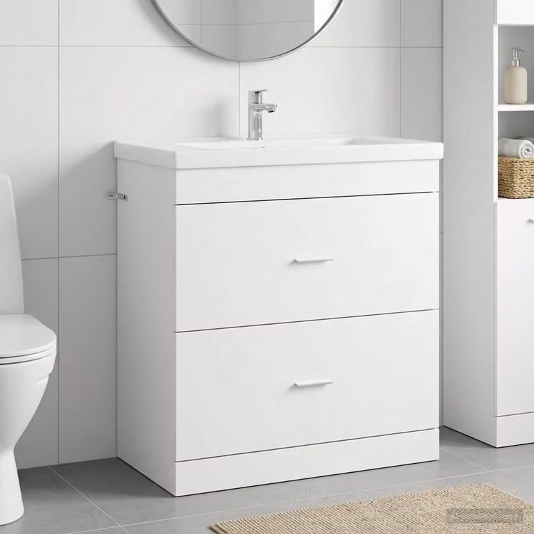 Mobiletto da bagno sotto lavabo vidaXL bianco con cassetti e ante, L/P/H: 78,5 x 37,5 x 81 cm