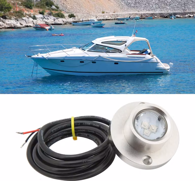 Luce LED subacquea marina DC 12V 24V in acciaio inossidabile universale per illuminazione di barche, yacht e rive Blu