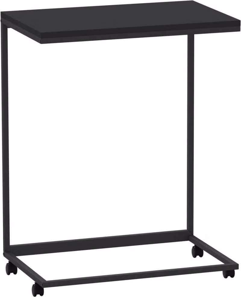 Tavolino con Ruote Nero 55x35x70 cm in Legno Multistrato