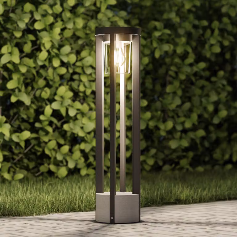 Lampioncino da giardino Overa Lucande, dimmerabile, Alluminio / Grigio / Zincato, Alluminio, Moderno, Lampada da esterni