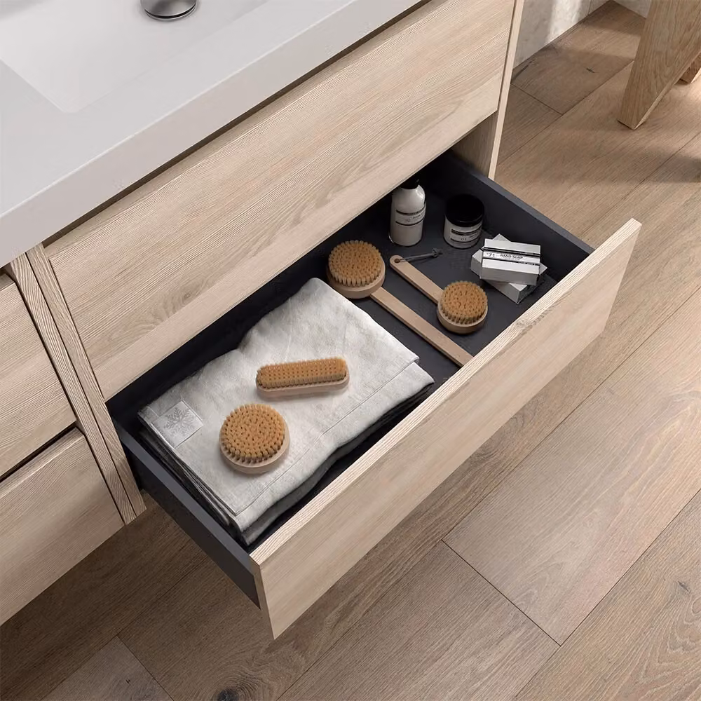 Mobile bagno sospeso Inbagno rovere bali marrone con lavabo ad incasso Gaya – 2