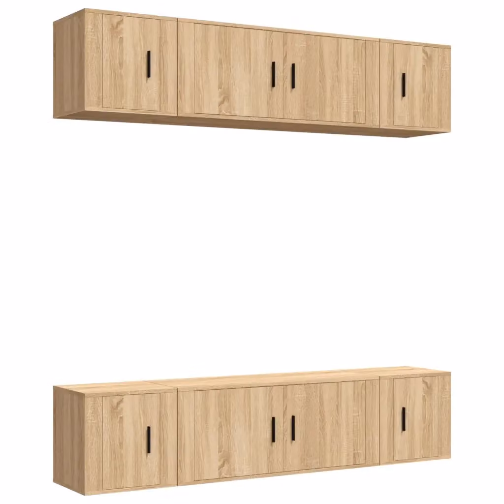 Set di mobili porta TV da 6 pezzi vidaXL in legno multistrato color rovere color marrone per il tuo soggiorno – 2