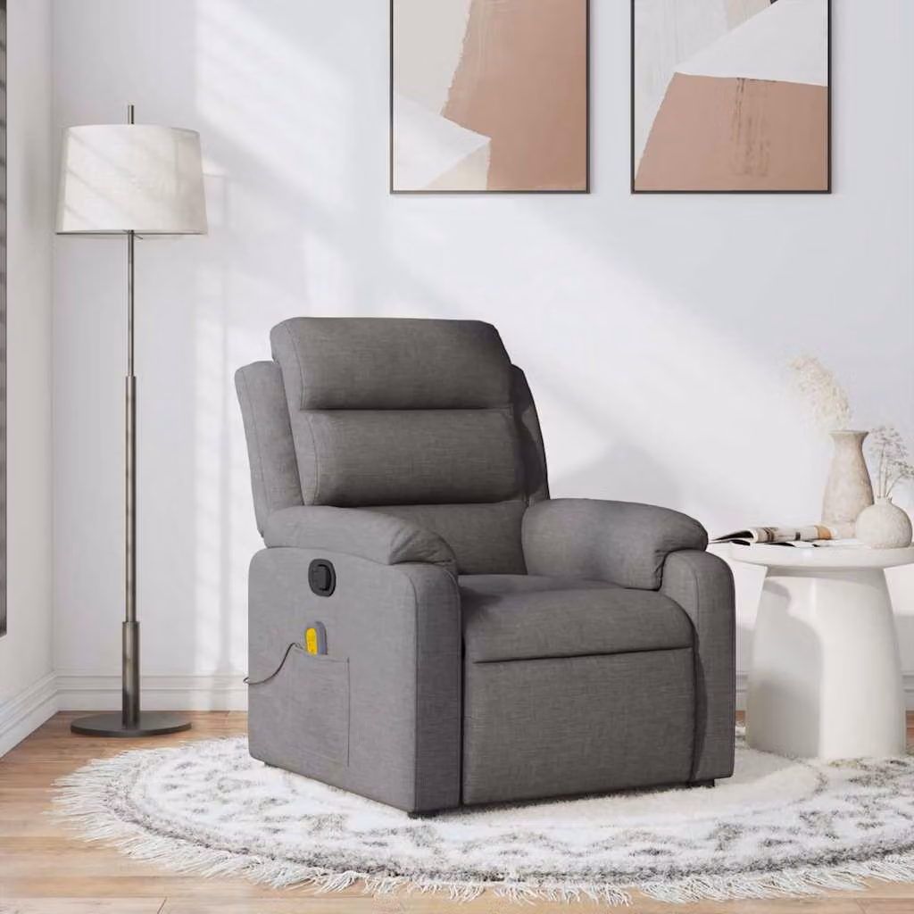 vidaXL Poltrona Relax Reclinabile Moderna in Tessuto Grigio con Braccioli