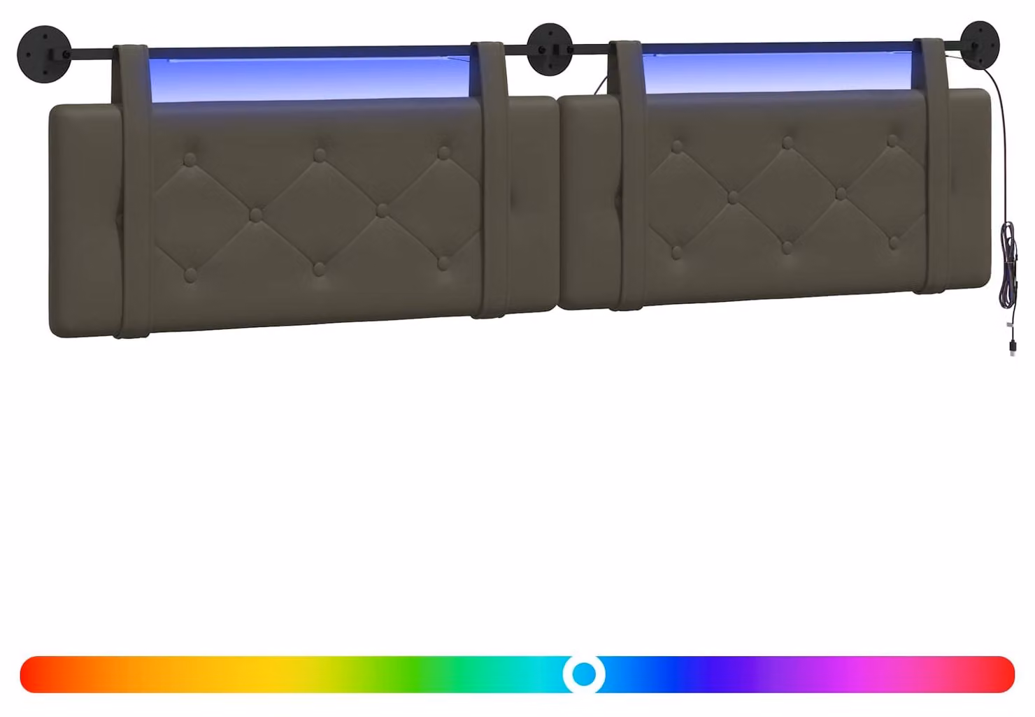 Testiera sospesa Con luce LED Grigio Pelle finta