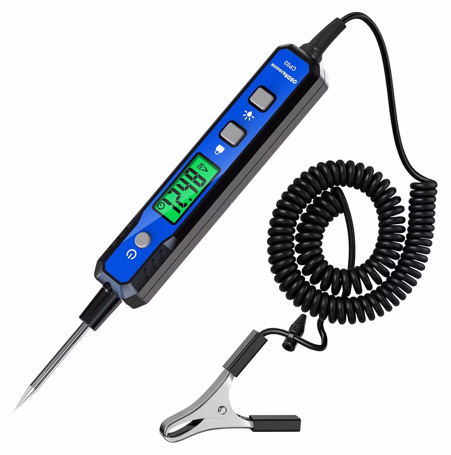 Tester per circuiti elettronici per auto, con sensore di corrente da 0,8 a 100 V DC, dotato di torcia
