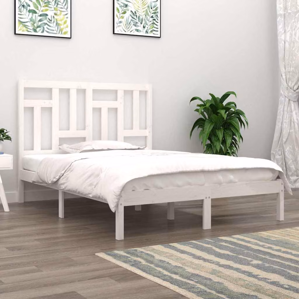 vidaXL Giroletto in legno massello di pino bianco senza materasso L/P: 140 x 200 cm