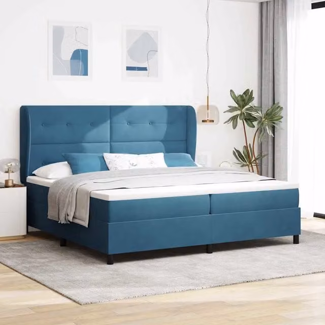 Letto ibrido con testiera in velluto blu vidaXL L: 200 cm, P: 200 cm, H: 280 cm