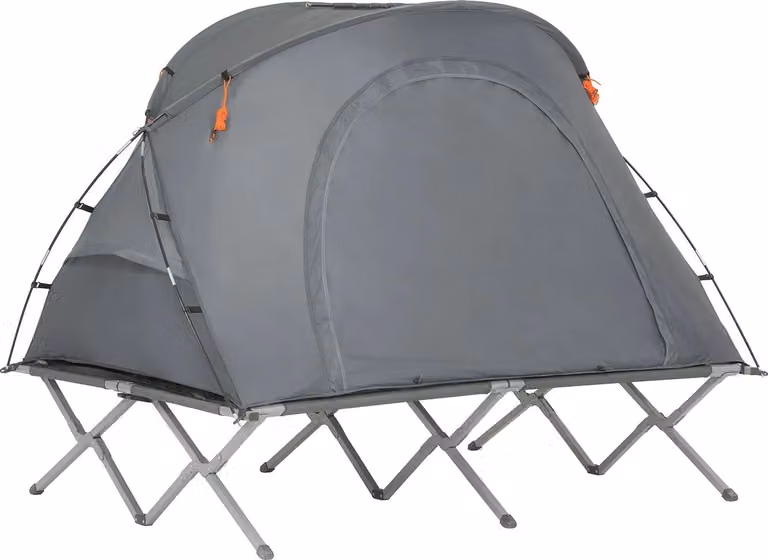 Set da campeggio, tenda e lettino da campeggio integrati, leggero e portatile, GRIGIO, 194x157x145cm