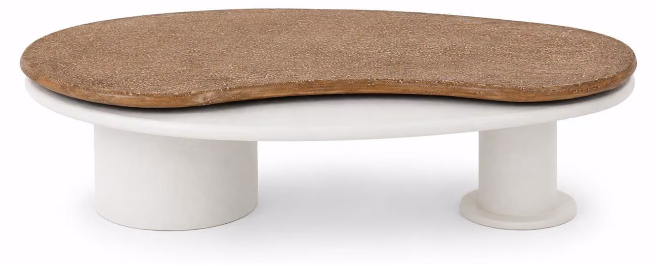 Tavolino da caffè a forma di fagiolo, stile naturale, bianco, ecologico, dal design insolito e funzionale