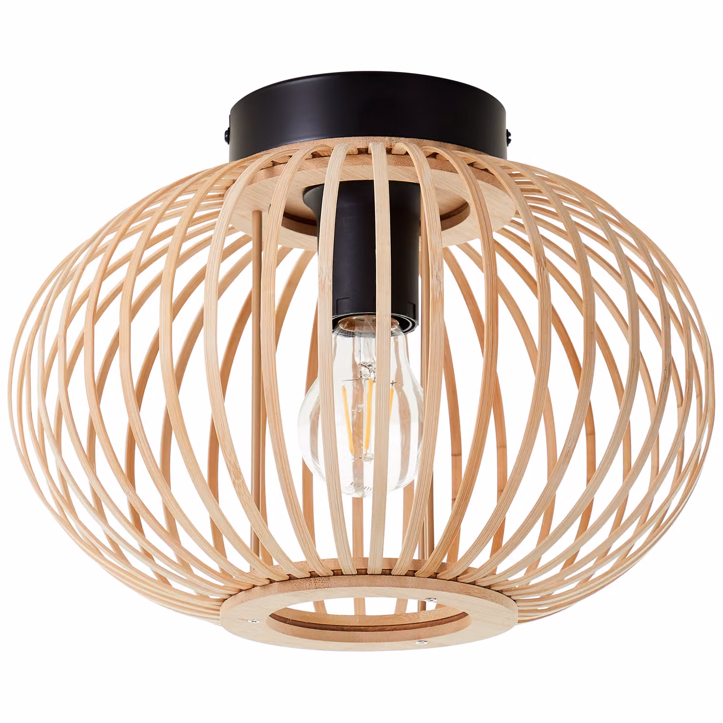 BRILLIANT Lampada da soffitto 30 cm Enca Metallo/Bambù naturale/Nero