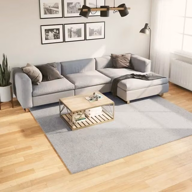 Tappeto Quadrato Moderno vidaXL Grigio Lavabile e Antiscivolo L/P: 240 x 240 cm