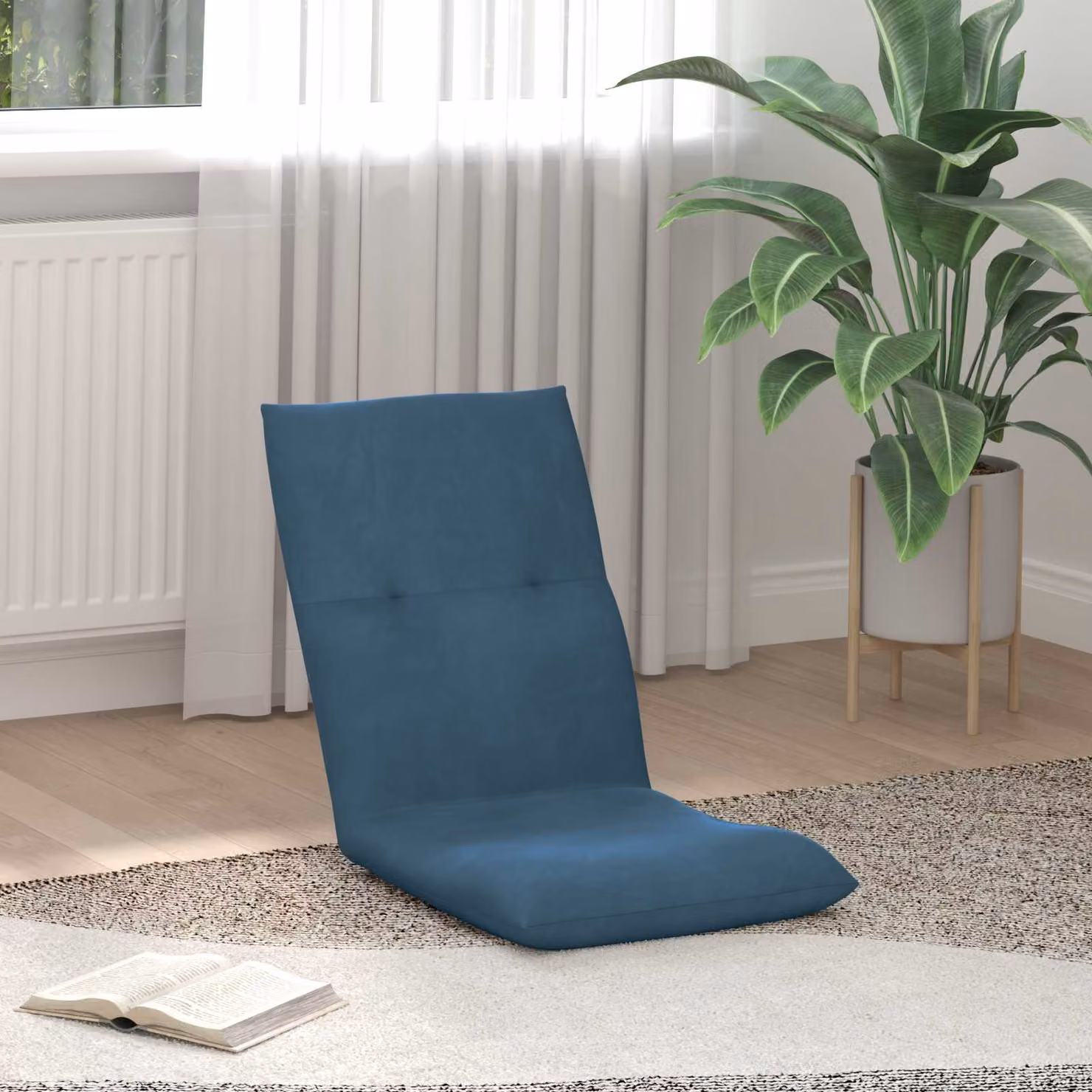 Sedia a pavimento regolabile vidaXL in velluto blu con struttura in metallo