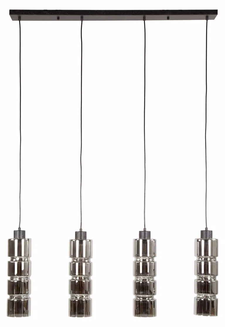 FURNLUX Lampada da soffitto cilindrica nera e argento 105 cm / Colore principale: nero / Dimensioni: 105 x 150 x 12 cm