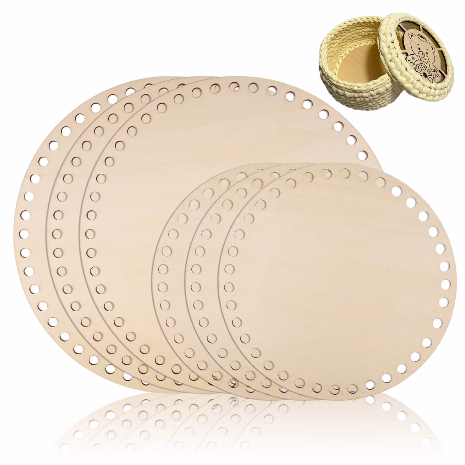 Piastre in legno rotonde per ganci a parete - Design preforato - 15 cm/20 cm (confezione da 6 pezzi)