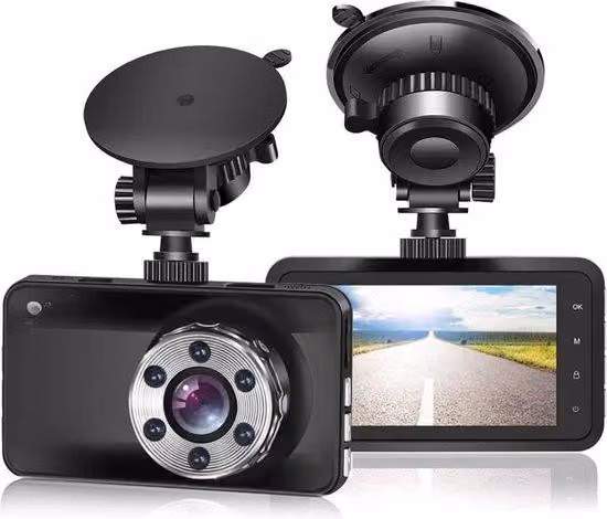 Videocamera per auto Full HD con schermo LCD da 3,0" e WDR grandangolare - Funzione di visione notturna con sensore di movimento e sensore G per accessori auto