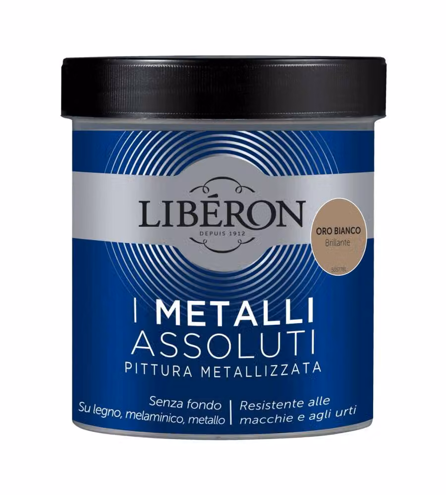 Libéron Pittura Metallizzata Oro Bianco Brillante 0.5 L per Legno