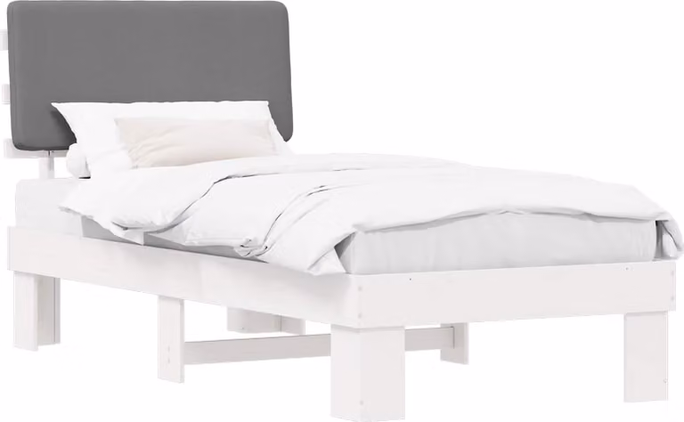 Letto con Testiera Rivestita Grigio chiaro 80 x 200 cm