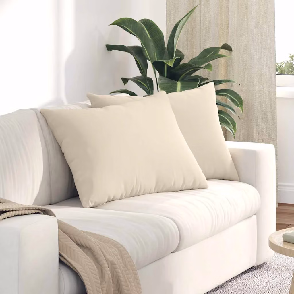 Set di 2 cuscini da divano vidaXL in tessuto beige con fodera rimovibile, L 70 cm x P 50 cm