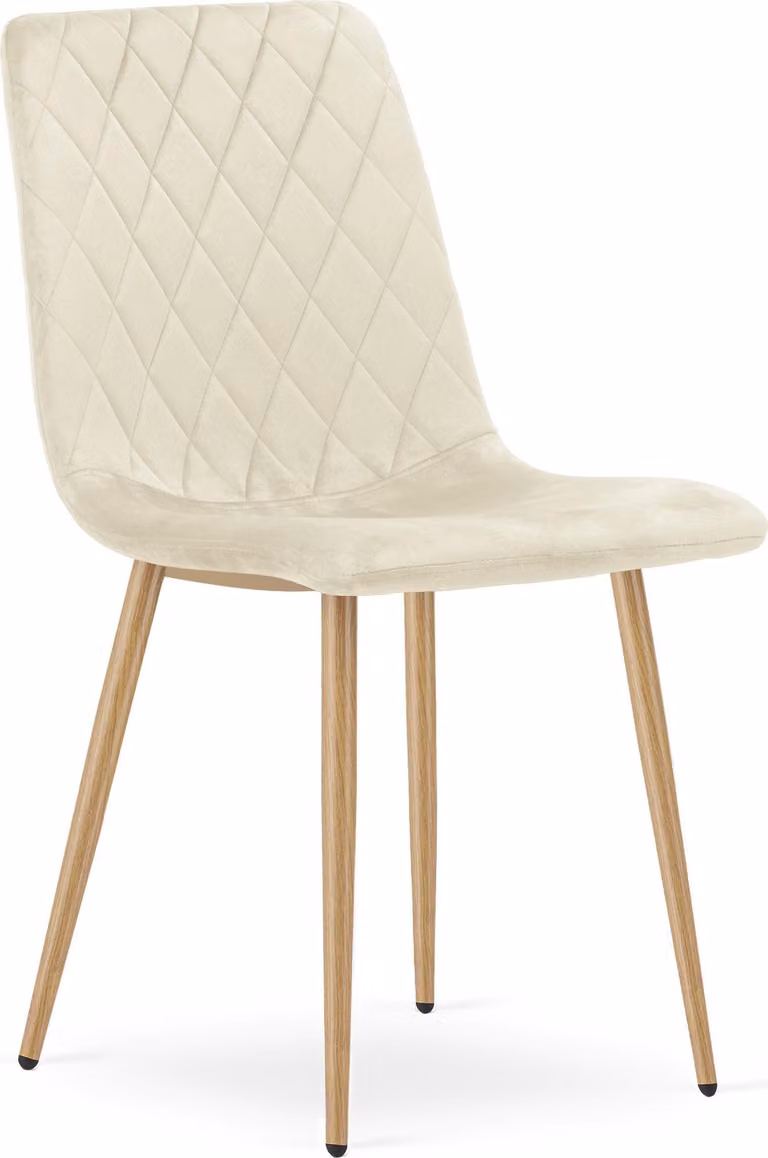 Sedia TURIN - velluto beige chiaro / gambe in legno x 1