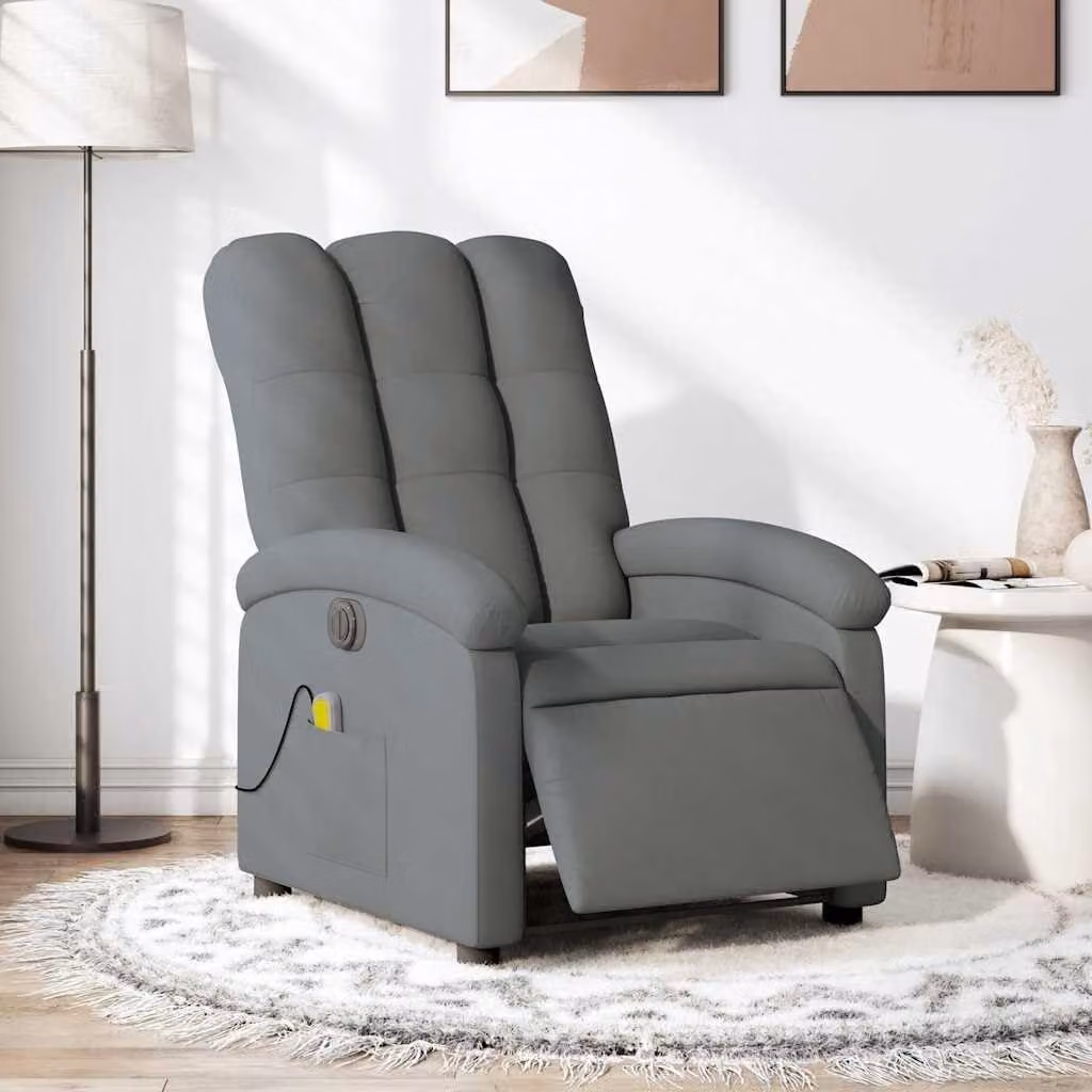Poltrona massaggiante - Poltrona massaggiante elettrica - Poltrona reclinabile con TV - Poltrona con funzione di illuminazione - Tessuto grigio scuro