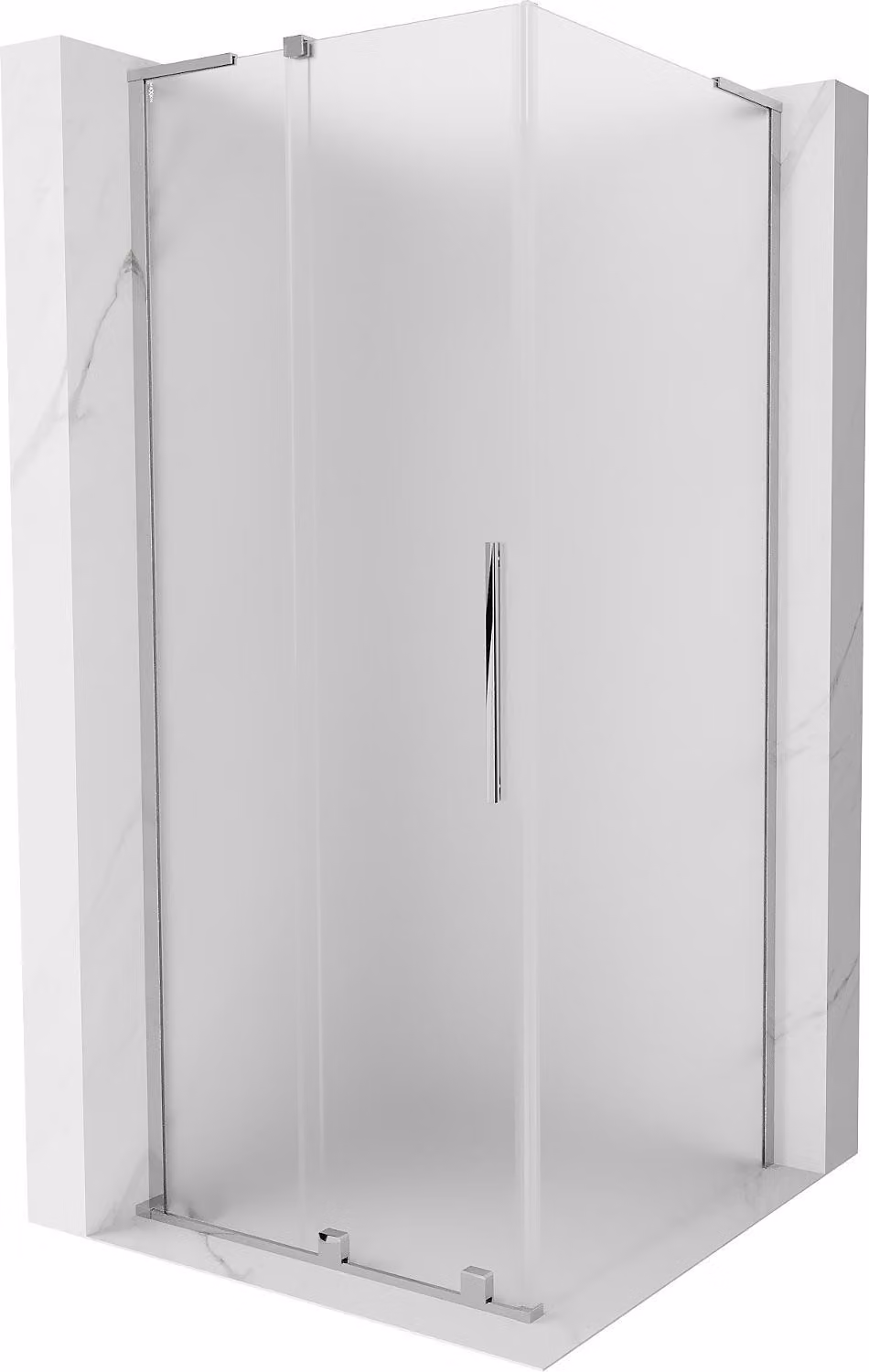 Mexen Velar L cabina doccia scorrevole 100 x 100 cm, smerigliata, cromo - 871-100-100-33-01