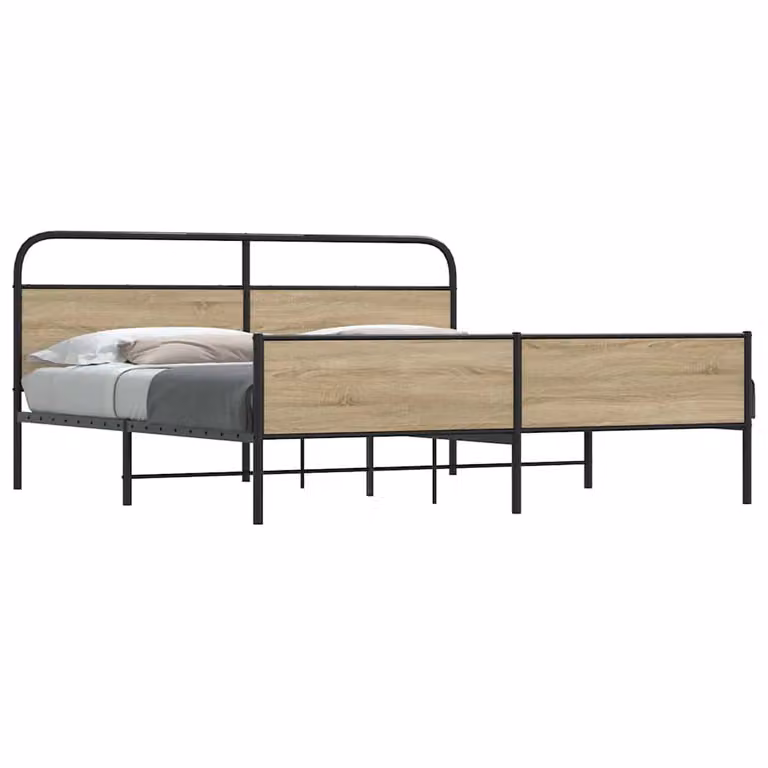 vidaXL Giroletto in Metallo Rovere Fumo senza Materasso L: 187 cm, P: 100 cm, H: 219 cm