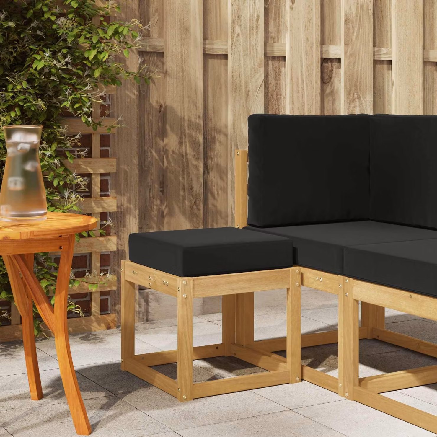 Panca da esterno moderna vidaXL in legno di acacia massello Bianco o Nero L: 120 cm, P: 43 cm, H: 43 cm