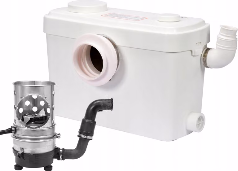 Sistema di sollevamento per WC, pompa per acque reflue, doccia con lavabo integrato e trituratore da 600W